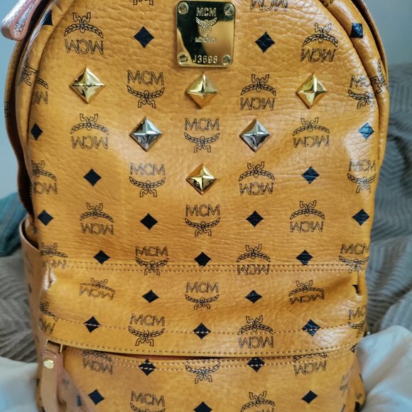 MCM Backpack Cognac w/ Front Studs (Unisex, One Size) main image 10